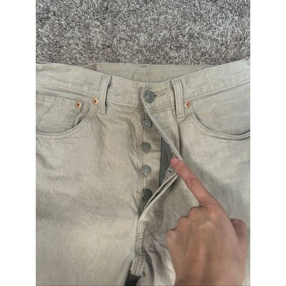 Levi’s 501 Straight Leg White Oak Cone Denim Men’s 33X34 Tan Khaki Button Fly - Picture 5 of 11